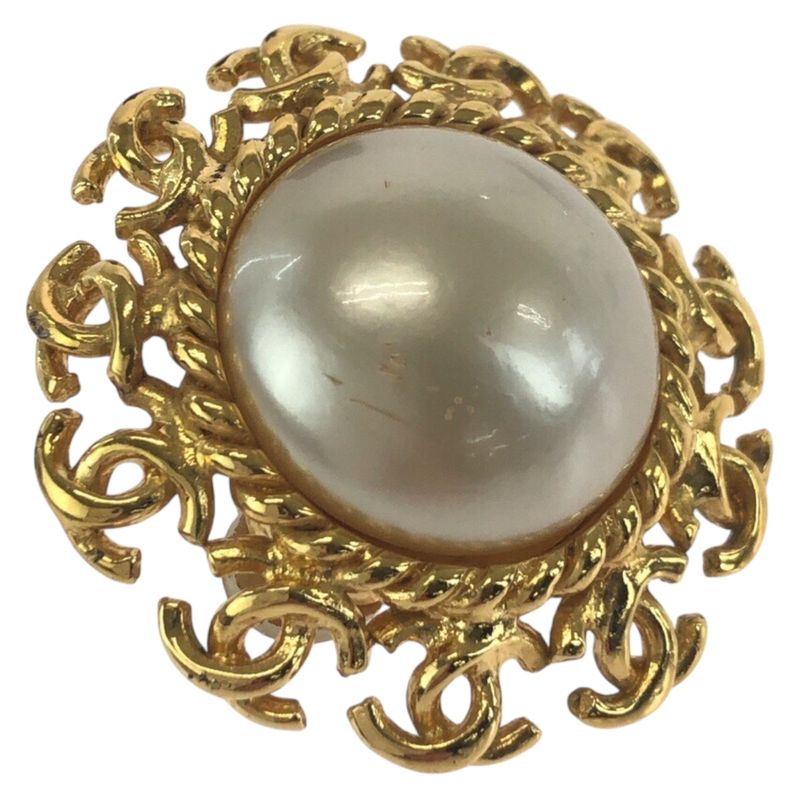 Chanel Vintage Coco Mark Gold Plated Earrings 95 A Engraved Ladies 504796