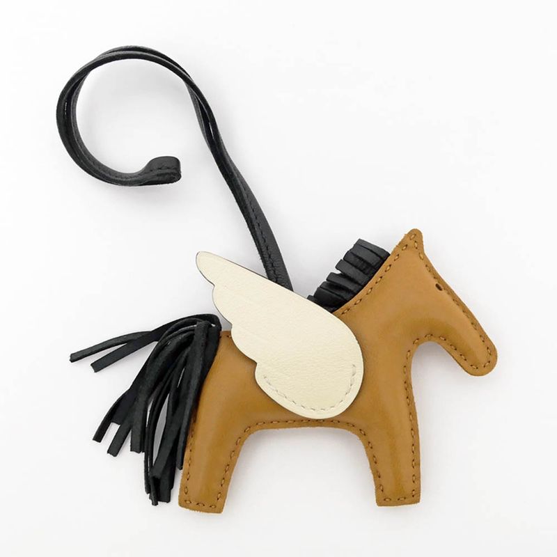 Hermes Pegasus PM Sesame Nata Black Anyo-miro U Engraved Bag Charm