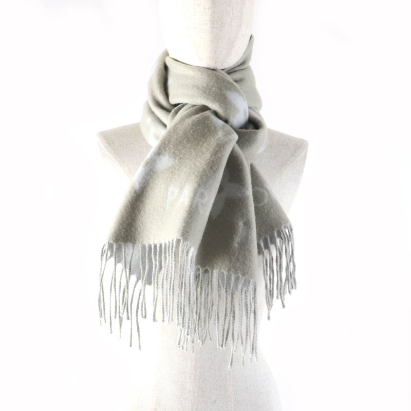 Louis Vuitton M70462 Echarpe Reykjavik 100% Cashmere Stole Grey Light Blue Made