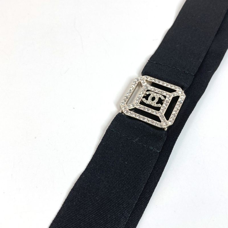 Chanel Strap Neck Strap Necklace Metal Black