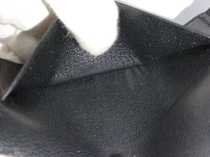 Hermes Clunesey Trifold Card Case Box Calf Black Stamped B