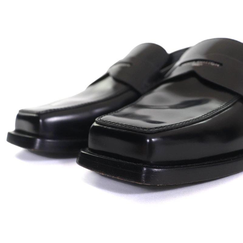 Louis Vuitton Connelly Line Square Toe Logo Leather Coin Loafer Black 35.5