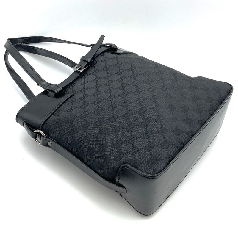 Gucci 107757 Handbag Tote Bag GG Canvas Black Ladies Men