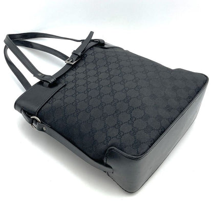 Gucci 107757 Handbag Tote Bag GG Canvas Black Ladies Men