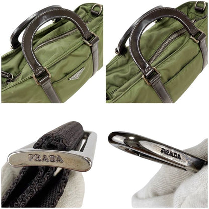 Prada 2WAY Mini Tote Shoulder Bag Triangle Logo Tessuto Nylon Khaki Green