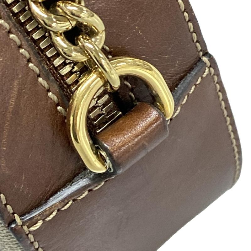 Gucci Shoulder Bag GG Plus GG Supreme 409535 Dark Brown And Beige Chain