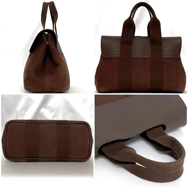 Hermes Handbag Valparaiso PM Brown Excellent Condition Canvas