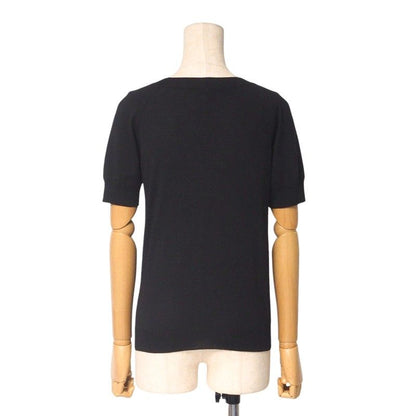 Louis Vuitton Knit Size XS Short Sleeves Sweater Top Ribbon Wool Black Pink