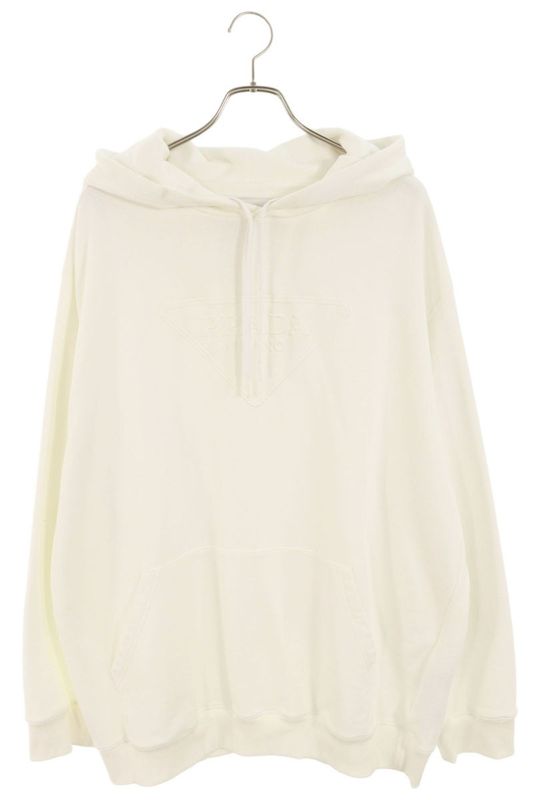 Prada 21SS Ujl185 S211 1ZX4 Logo Plate Design Oversized Hoodie Men's L