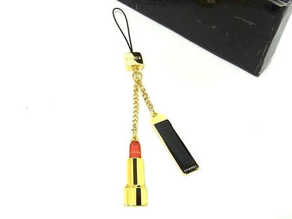 Chanel Logo Rouge Allure Key Holder Charm Women's Gold And Multicolor