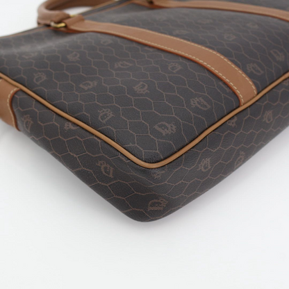Christian DIOR Honeycomb Brown Gold Hardware PVC Business Bag