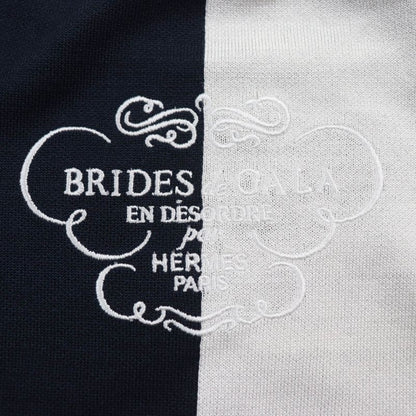Hermes 24 Year None Order Silk Knit Jacquard Short Sleeve Knit Navy White 38
