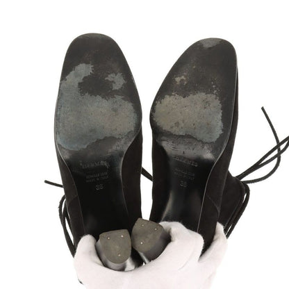 Hermes Suede Boots Women's 36 Semelle CUIR Black Made In Italy