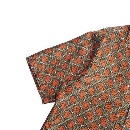 Gucci Short Sleeve Shirt Size 46 (170 88A) GG Logo Open Collar Shirt Made In