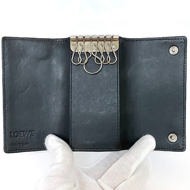 Loewe 6ring Key Case Black Anagram C660k92x02 Excellent Condition