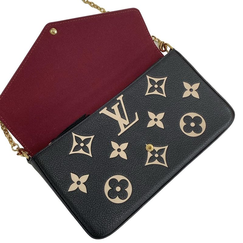 Louis Vuitton Wallet Bicolor Monogram Empreinte Pochette Felicie M80482 Black