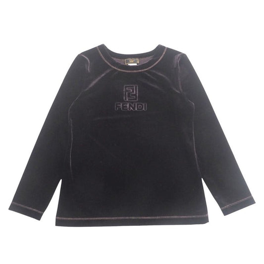 Fendi Vintage Cut And Sewn Size M FF Zucca Logo Velvet Long Sleeves Velour