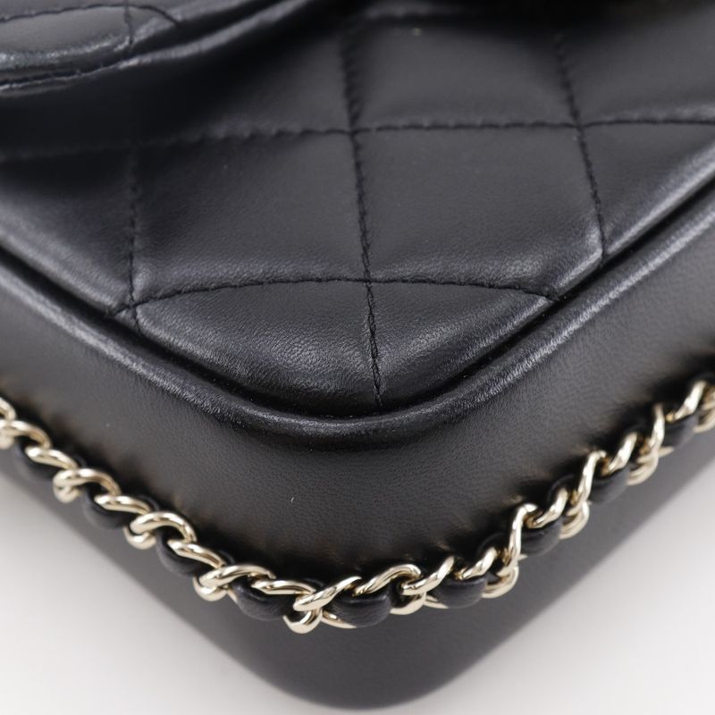 Chanel Pearl Chain Shoulder Matelasse As1533 Lambskin Black Ladies Shoulder Bag