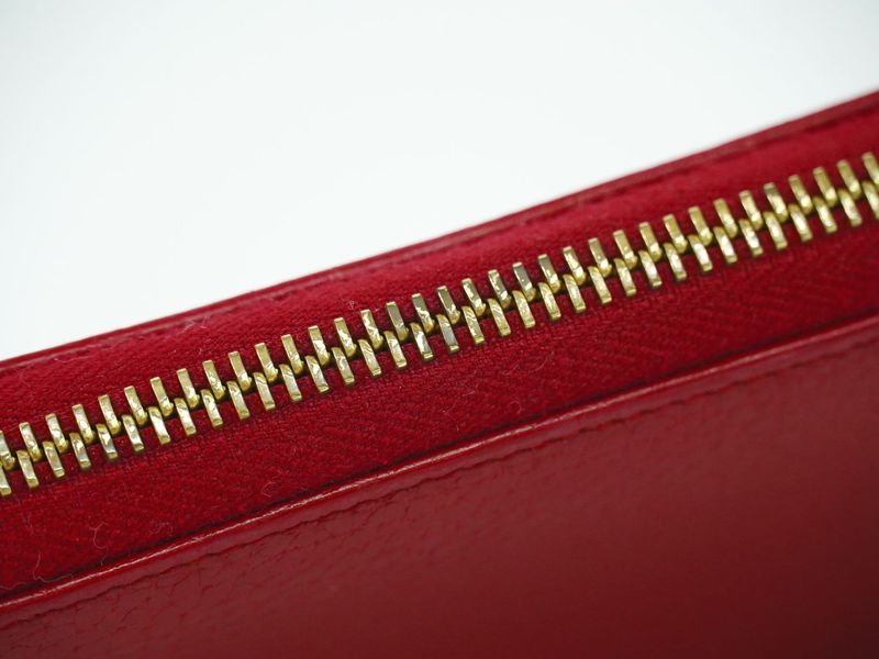 Authentic Gucci GG Marmont Round Zipper Long Wallet Long Wallet Leather Red