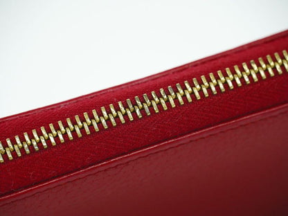 Authentic Gucci GG Marmont Round Zipper Long Wallet Long Wallet Leather Red