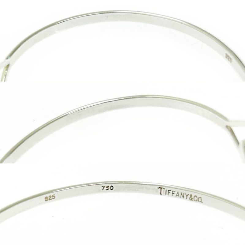 Tiffany & Co Silver Hook & Eye Double Heart Bangle 5.2g 925 750 Engraved 479596