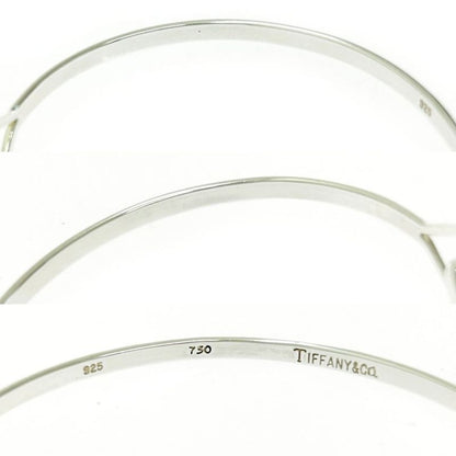 Tiffany & Co Silver Hook & Eye Double Heart Bangle 5.2g 925 750 Engraved 479596