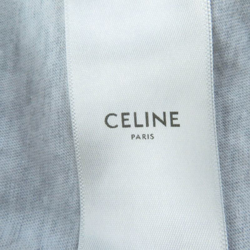 Celine 2x764501f 100% Cotton Logo Print Loose Fit Short Sleeve T-shirt Grey XS