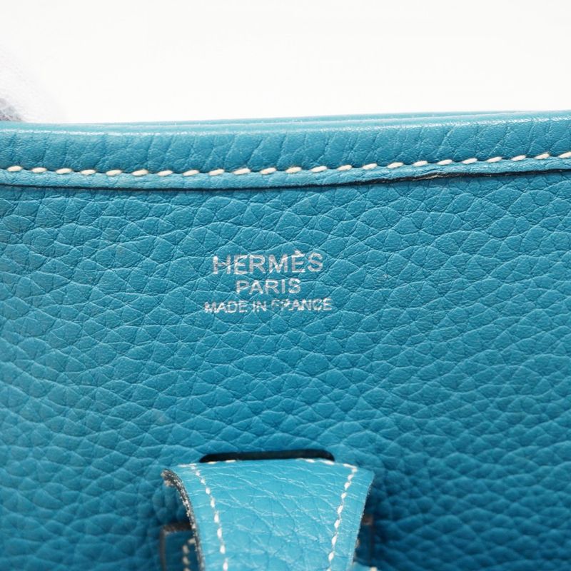 Hermes Shoulder Bag Evelyn 2PM Taurillon Cles Mance Blue Jean Silver Hardware
