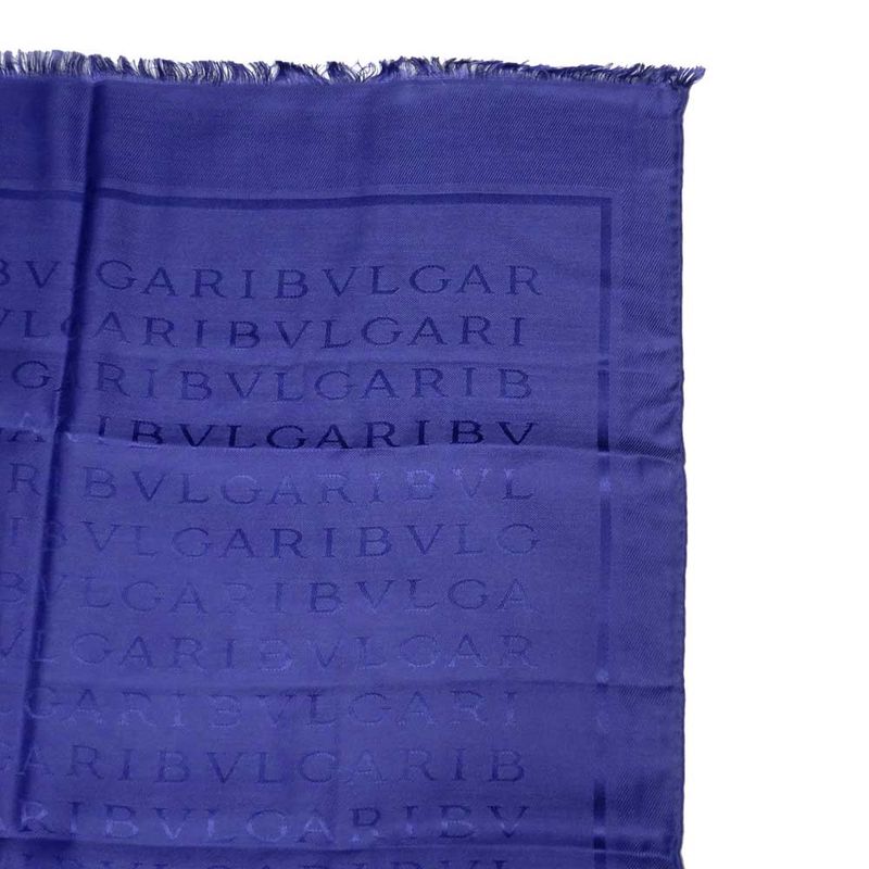 Bvlgari Scarf Logo Blue Silk Wool Accessories Others