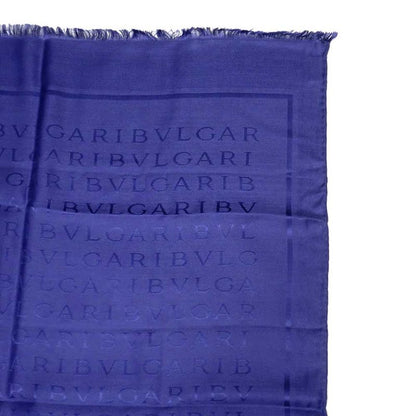 Bvlgari Scarf Logo Blue Silk Wool Accessories Others