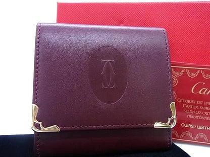 Cartier Must Line Leather Coin Case Coin Purse Coin Purse Bordeaux Fd0229
