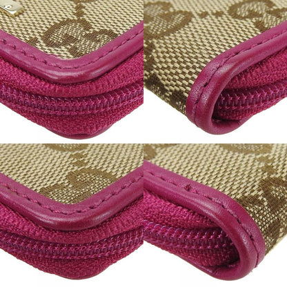 Gucci Coin Case 115255 GG Canvas Leather Beige Pink Gold Hardware Small Items