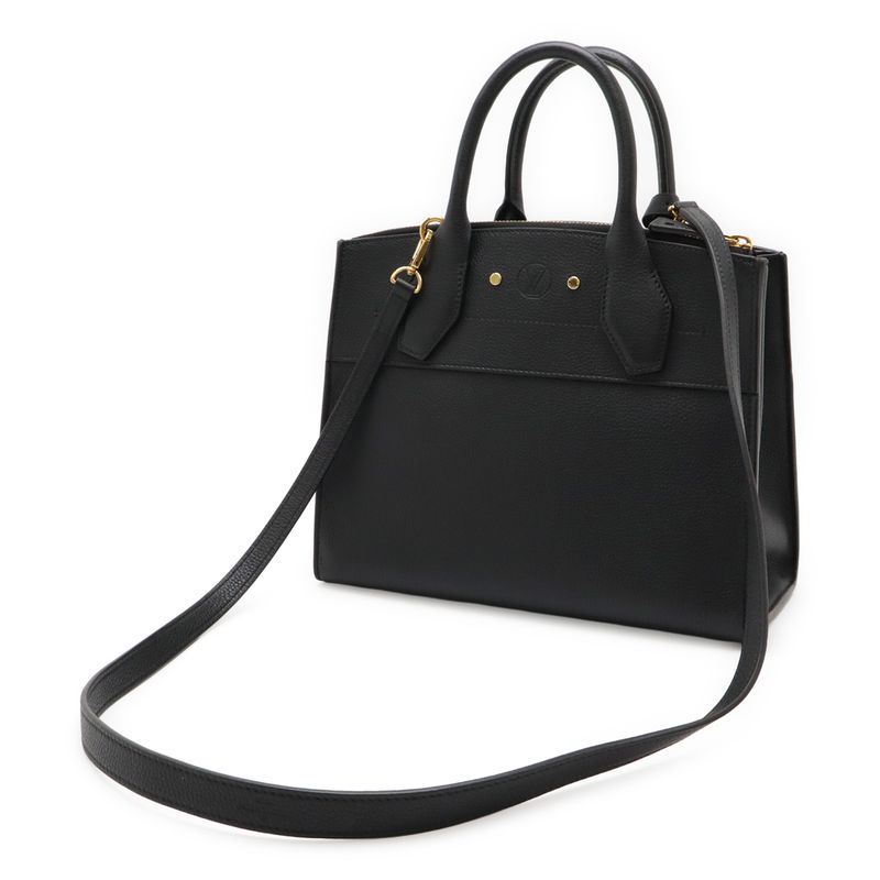 Louis Vuitton City Steamer PM Handbag 2WAY Shoulder Bag Leather Noir Black