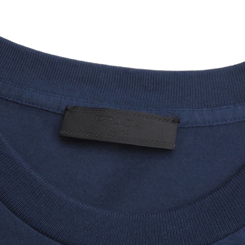 Prada Short Sleeve T-shirt Size M Triangle Patch Crew Neck Chest Pocket