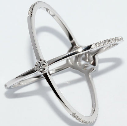 Gucci Rings 18K White Gold Diamond 107P GG Running Xring Full Diamond