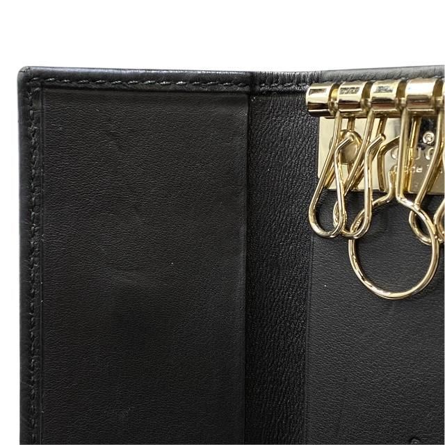 Gucci 138098 Guccissima 6-slot Key Case Key Hook Leather Black