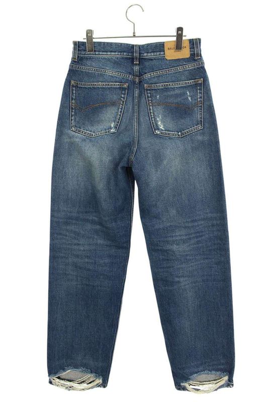 Balenciaga 659999 Tbp48 Damaged Crushed Straight Denim Pants Men's XXS