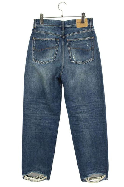 Balenciaga 659999 Tbp48 Damaged Crushed Straight Denim Pants Men's XXS