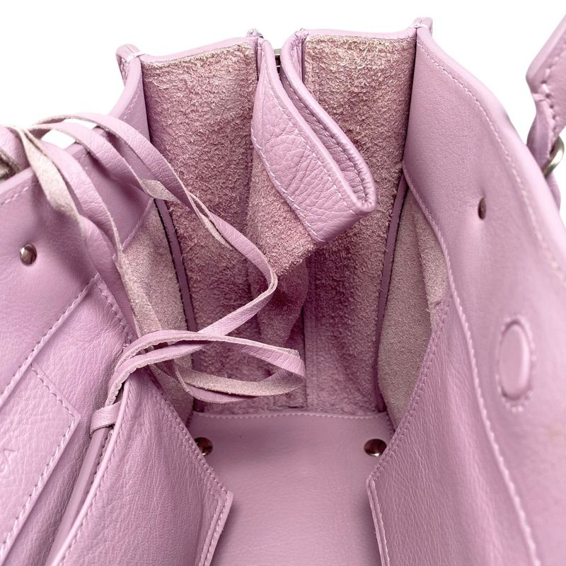 Balenciaga Handbag Shoulder Bag Paper A6 Zip Around 370926 Leather Pink Silver