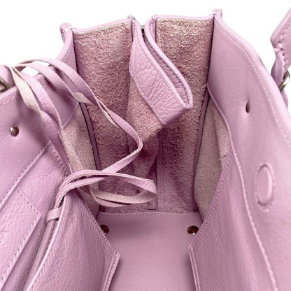 Balenciaga Handbag Shoulder Bag Paper A6 Zip Around 370926 Leather Pink Silver