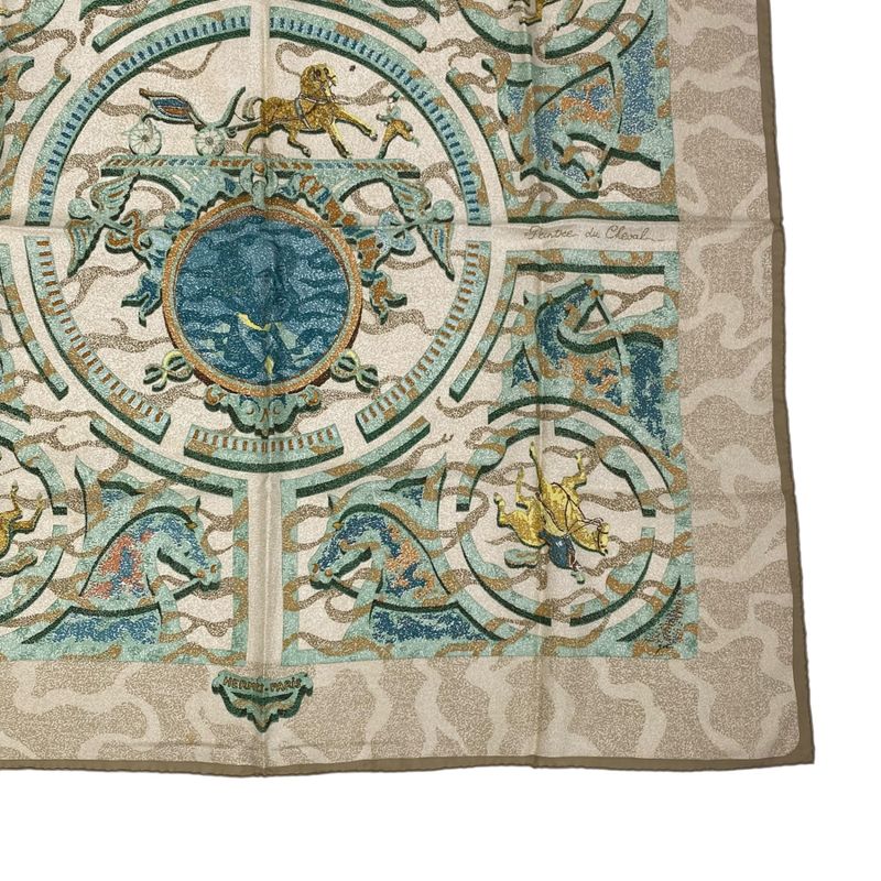 Hermes Carre 90 100% Silk Scarf Peintre DU Cheval Painter Of Horses Blawan