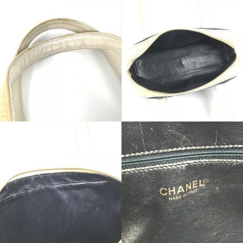 Chanel Shoulder Bag CC Coco Mark Logo Quilted Matelasse Canvas Navy