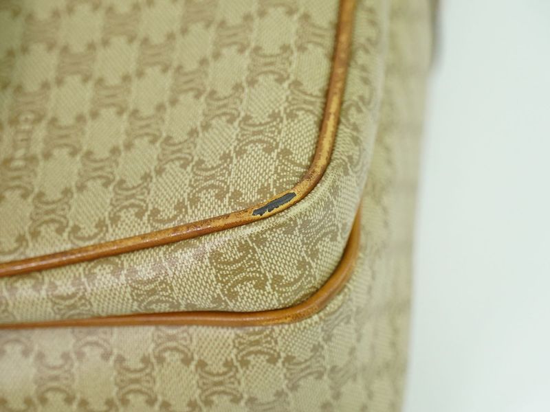 Authentic Celine Macadam Shoulder Bag Pochette PVC Beige Macadam Bag Pre-owned