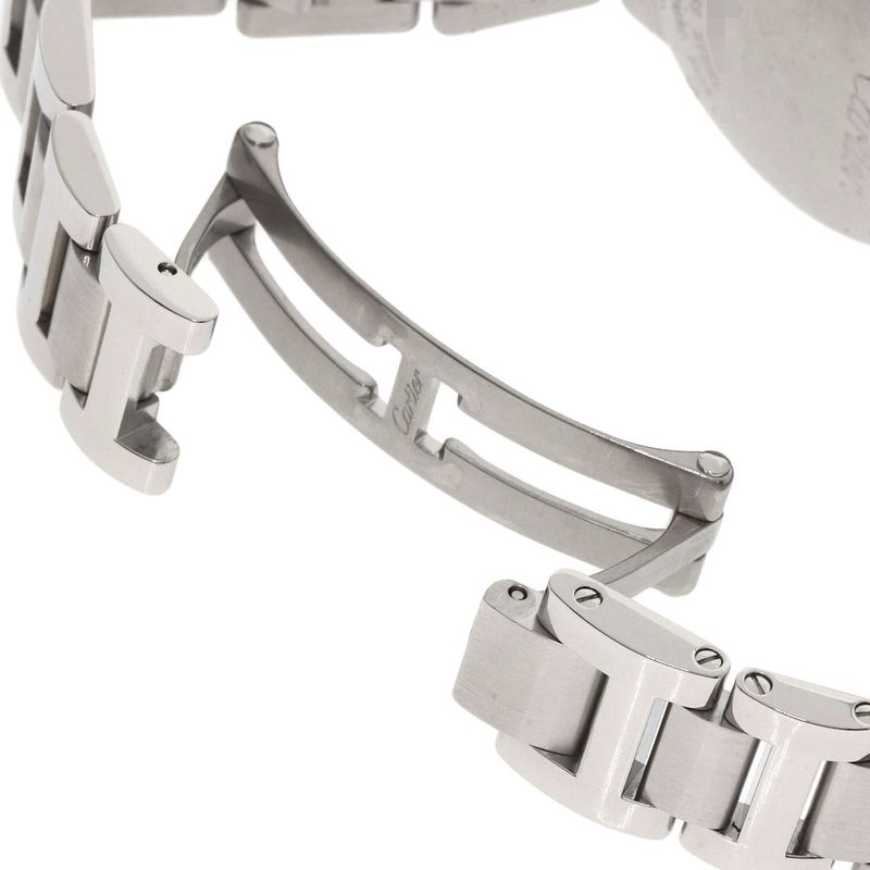 Cartier W4bb0015 Ballon Blue Bezel Diamond Wristwatch SS Ladies