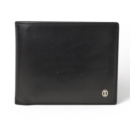 Cartier Wallet Men's Bifold Cartier Fold Wallet Leather Pasha De Cartier Black