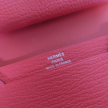 Hermes Bearn Mini Chevre Rose Texas Silver Hardware Mini Wallet Fold Wallet