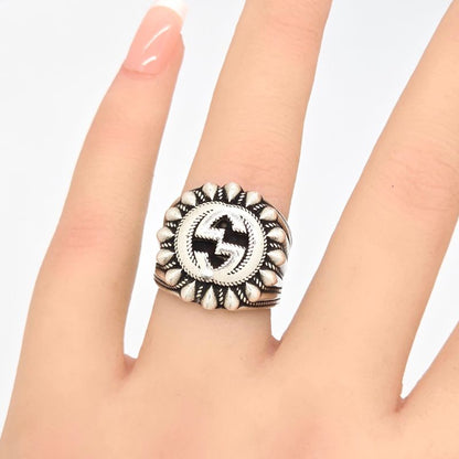Gucci Interlocking G Signet Ring 10 Approx 10 Star Ring Silver Sv925 Engraved