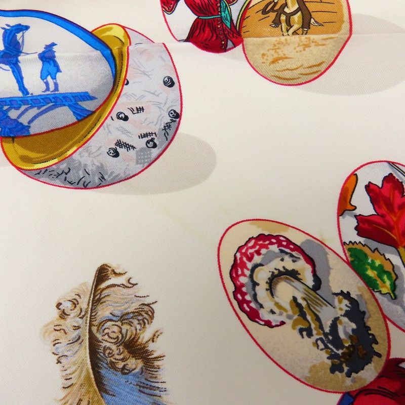 Hermes Scarf Carré 90 Couvee D'hermes Egg Silk Navy White Red Fashionable Women