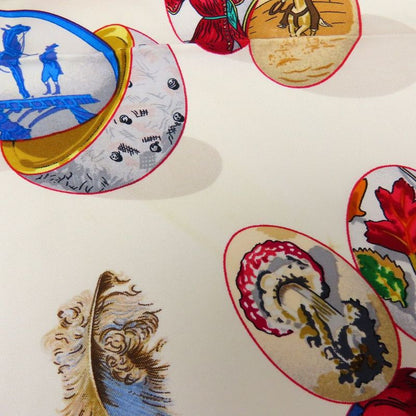 Hermes Scarf Carré 90 Couvee D'hermes Egg Silk Navy White Red Fashionable Women