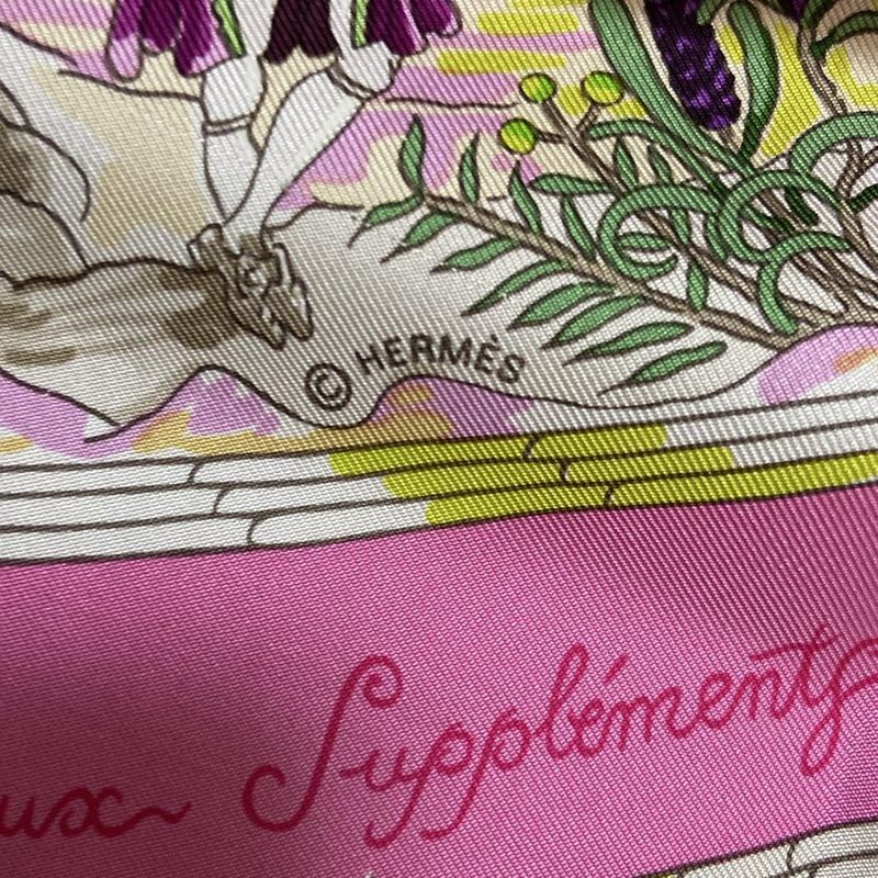 Hermes Scarf Carré 90 Light Pink Yellow Green And Multi PER Astra AD Astra